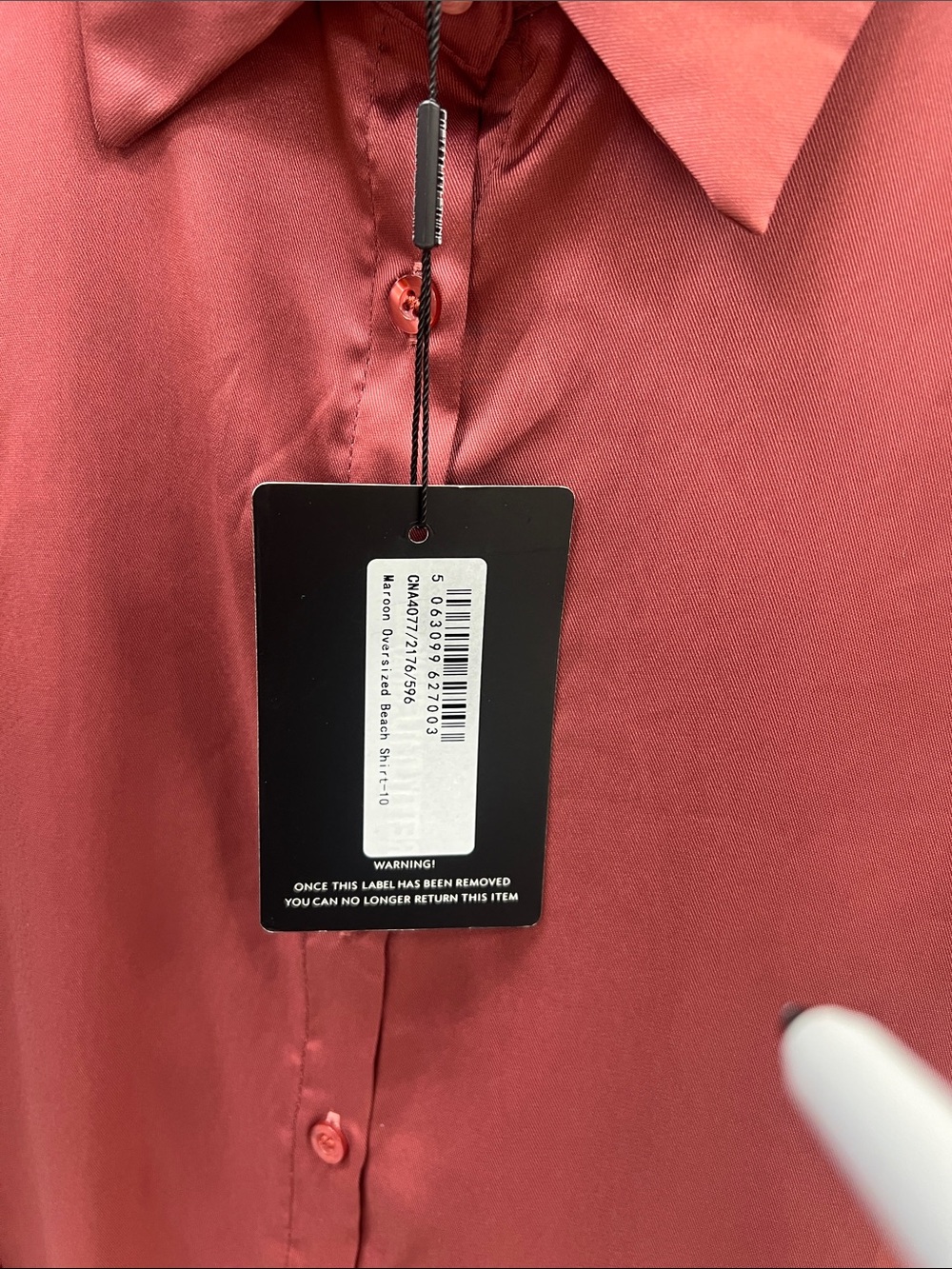 NWT PrettyLittleThing Satin Button-Down Blouse in Rose - Picture 6 of 6